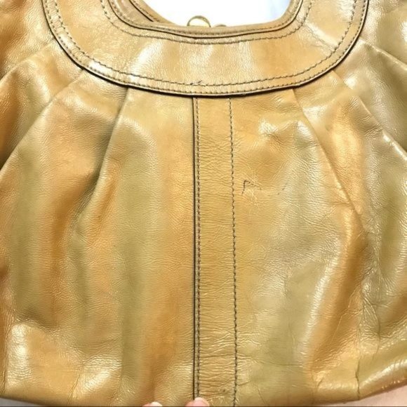 Vintage Coach Ergo Yellow Pleated Leather Kisslock Hobo Purse Bag - Picture 13 of 15